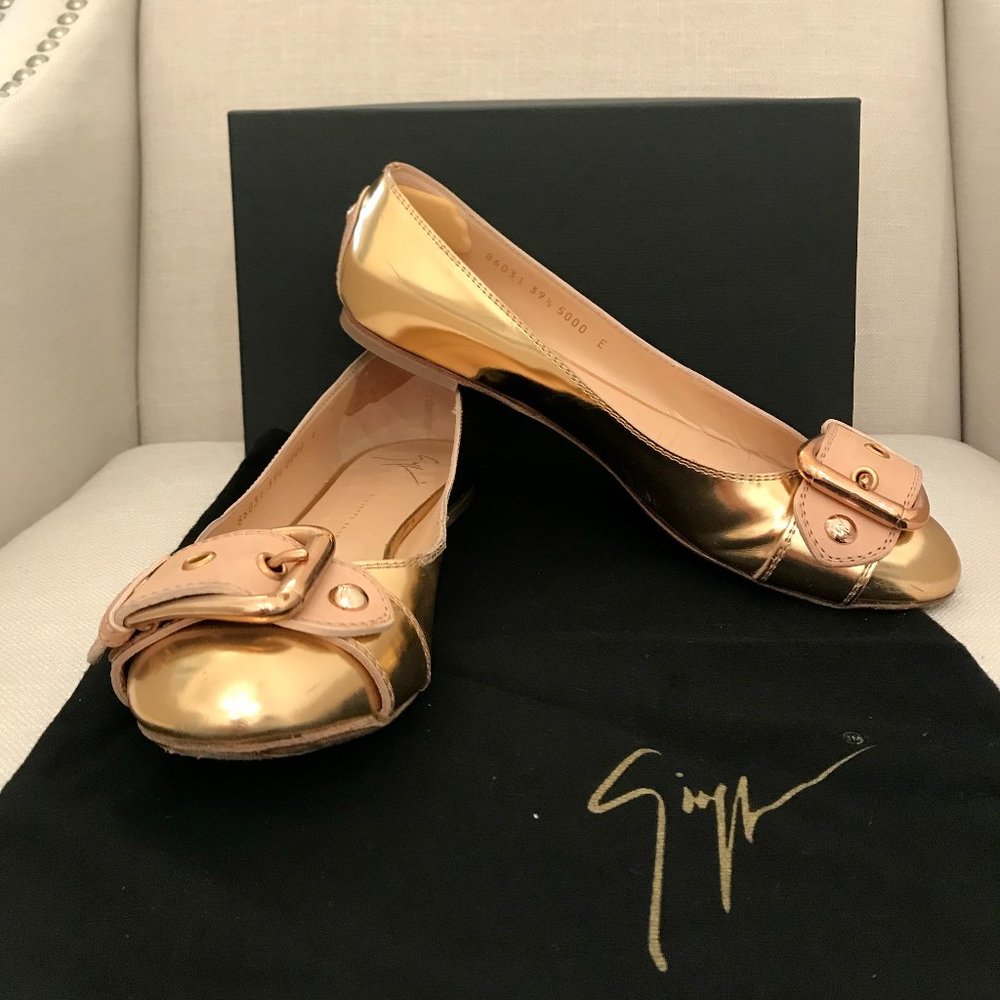 Giuseppe Zanotti Gold Ballet Flats